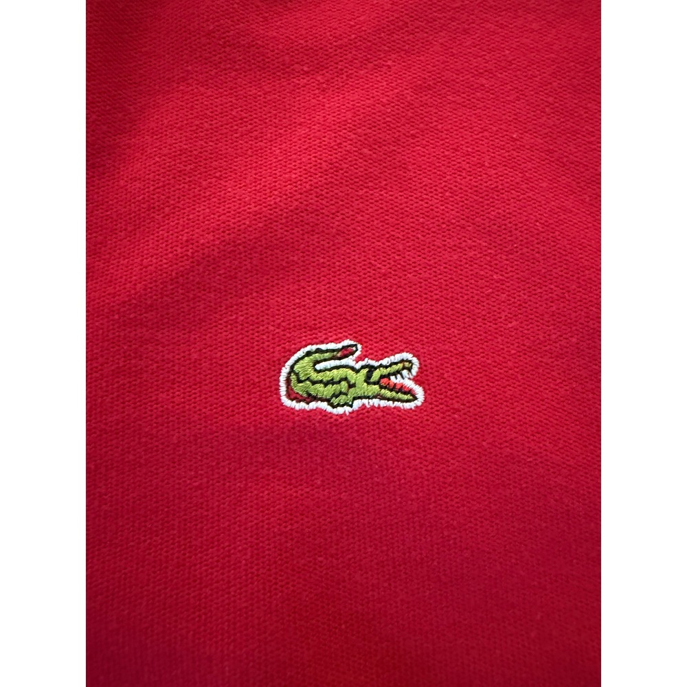 Vintage Lacoste Mens Red Pique Polo Shirt Logo Placket Size L Short Sleeve - Picture 3 of 8